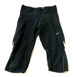 Nike fit dry black lime green mesh workout capris